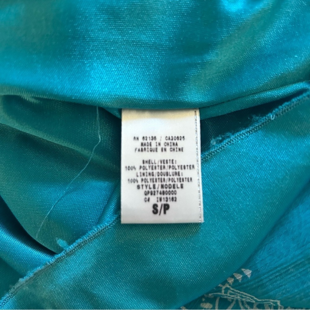 Guess Aqua Blue and White Paisley Sleeveless Spaghetti Strap Maxi Sundress SZ S - Picture 6 of 7